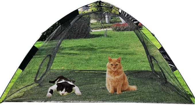 Portable Large Pop Up Pet Cat Tents Enclosures House for Outside Patio Indoor for Cat Puppy Rabbit Small Animals,Quick Opened,Independent or can be Connected to Tunnels by HI+SUYI