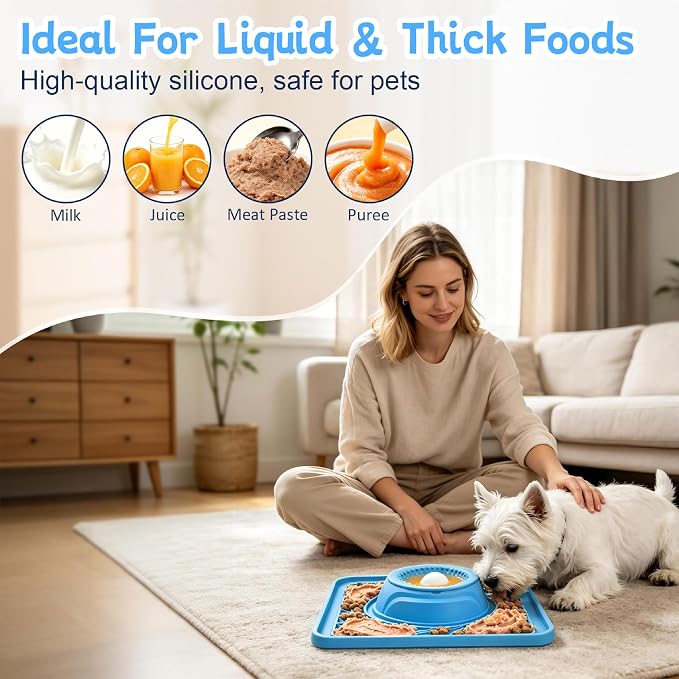 Slow Feeder Dog Bowl & Lick Mat,2-in-1 Dog Lick Bowl with Interactive Rolling Ball for Liquid and Thick Treats,Anti-Slip Dog Lick Bowl for Dogs & Cats - Image 3
