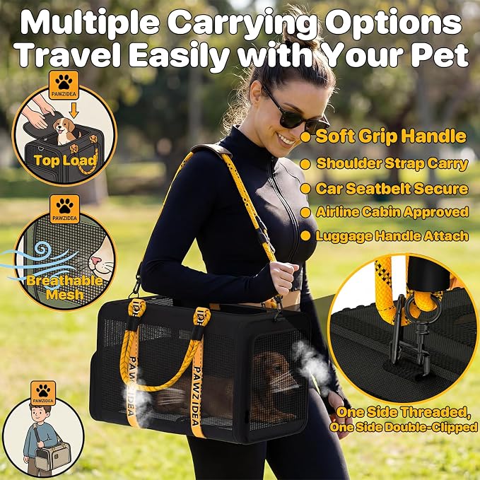 PAWZIDEA Expandable Pet Carrier for Small Cats & Dogs, TSA Airline Approved | 18"×11"×11" Soft-Sided Small Dog Travel Bag, Collapsible Top-Load Cat Carrier for 2 Cats Under Seat, Puppy Car Seat Up 15lbs - Image 5