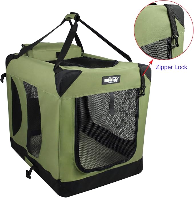 EliteField 3-Door Soft Dog Crate with Bed & Carrying Bag (2-Year Warranty) | 3 Mesh Doors, Steel Frame, Removable & Washable Crate Cover and Bed Cover, Storage Pockets, Indoor/Outdoor, Foldable - Image 2