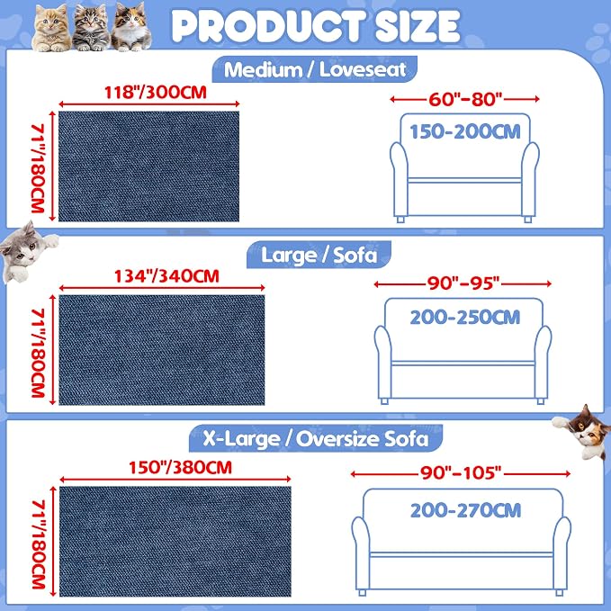 Loiion Cat Scratch Proof Furniture Protector Waterproof Sofa Cover 134"x71" | Pet-Friendly Couch Protector, Anti-Scratch & Anti-Slip Sofa Cover For Cats Dogs Kids, Machine Washable - Image 6