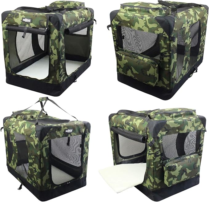 EliteField 3-Door Soft Dog Crate with Bed & Carrying Bag (2-Year Warranty) | 3 Mesh Doors, Steel Frame, Removable & Washable Crate Cover and Bed Cover, Storage Pockets, Indoor/Outdoor, Foldable - Image 4