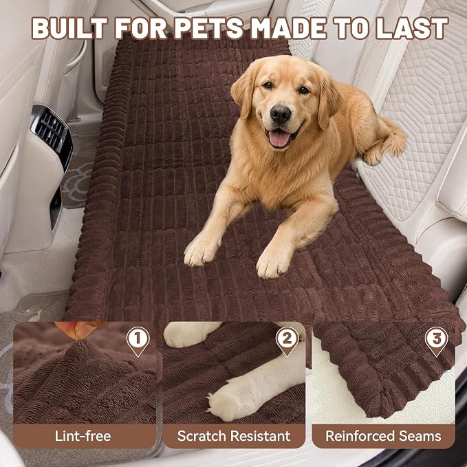 Dog Car Seat Waterproof Bed Cover Back Seat Dark Brown 23.6”x51” | Nonslip Soft Comfortabl Pet Bed Mat Car Blanket for Travel Backseat Extender Seat Covers Dog Bed for Cars Trucks and SUVs - Image 8