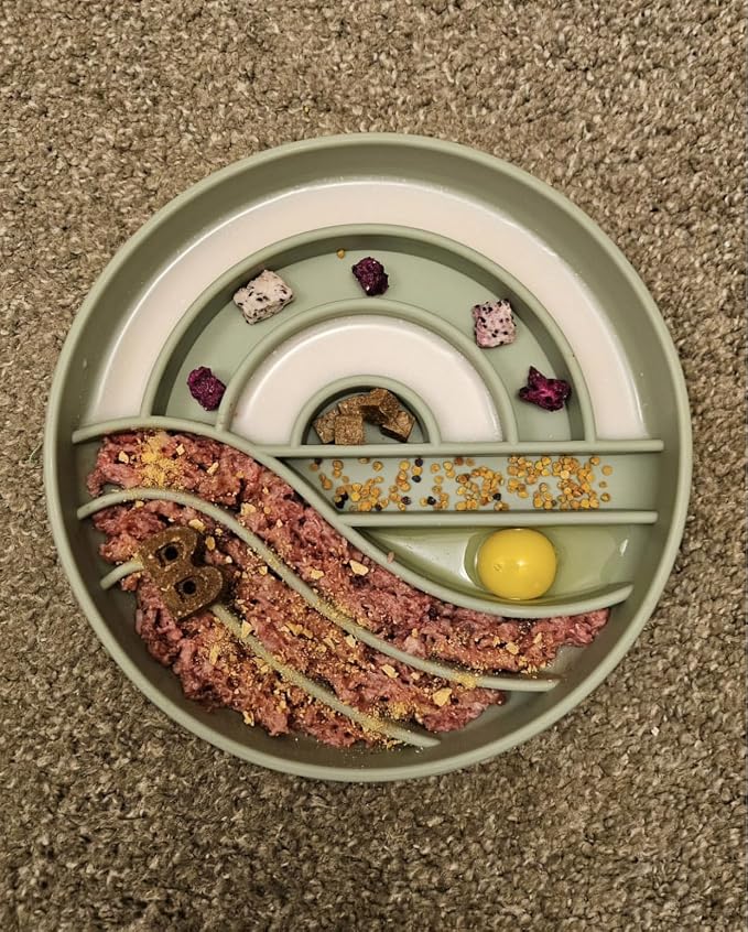 OHMO Slow Feeder Dog Bowl, 7.9" Lick Mat for Dogs, Sunrise, Sage Green | Cat Slow Feeder Bowl, Anti Choking, Enrichment Toys, Easy Clean BPA-Free Silicone Feeding Bowl, Boredom and Anxiety Reducer - Image 2