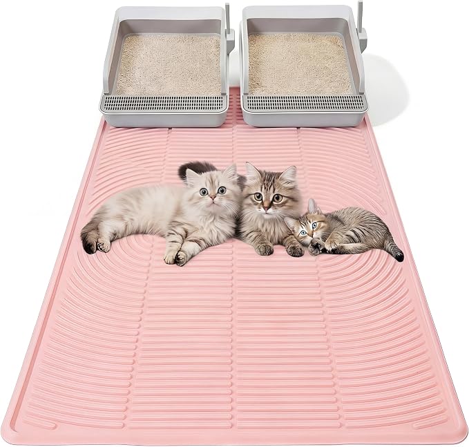 Pink 40"x 28" Cat Litter Mat Extra Large Waterproof Litter Box Mat Kitten Pet Trapping Rug Pad Easy to Clean Trapping Pad to Keep The Floor Clean for Multiple Pets Indoor Floor by Unknown