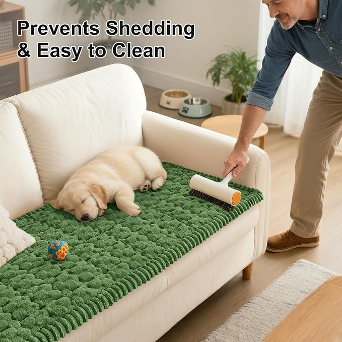 Smiry Non Slip Couch Covers for Dogs, Scratch Resistant Pet Sofa Protector | Machine Washable Soft Fuzzy Thick Furniture Cover for Sofa Loveseat Sectional Large Dogs, Olive Green, 27.6" x 88" - Image 6