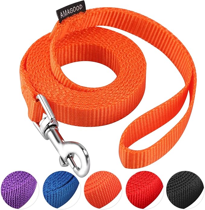 6 FT Puppy/Dog Leashes, StrongTraditional Style Leash with Easy to Use Collar Hook,Dog Lead Great for Small and Medium and Large(Orange,5/8" x 6 Feet) by DOGLEASH