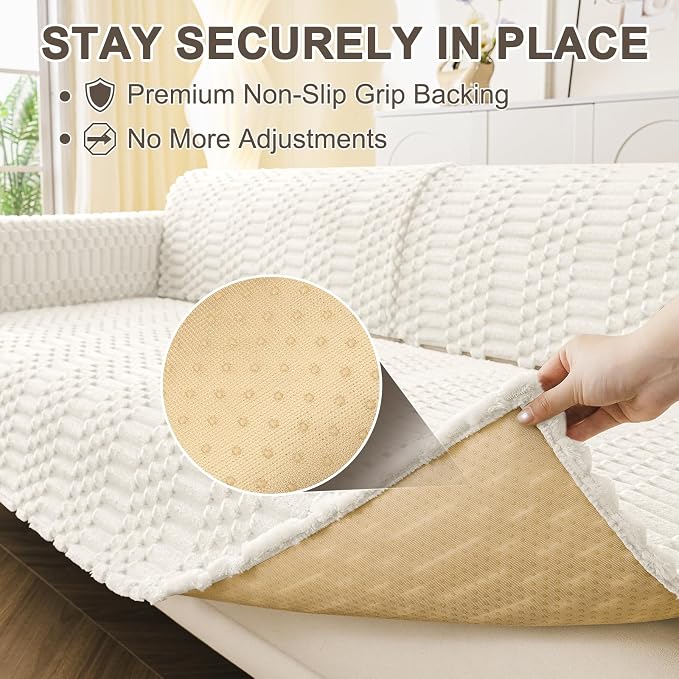 Smiry Waterproof Couch Covers for Dogs Washable, Non Slip Pet Sofa Cover | Plush Scratch Resistant Flannel Furniture Protector for Dogs, White, 36" x 36" - Image 4