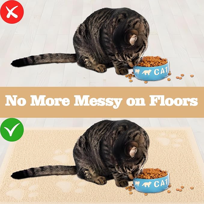 Darkyazi Cat Litter Box Mat for Floor Litter Trapping Mat Non-Slip Backing, Scatter Control, Easy Clean, Water Resistant, Soft on Paws (15.75" x 11.75",Beige) - Image 5