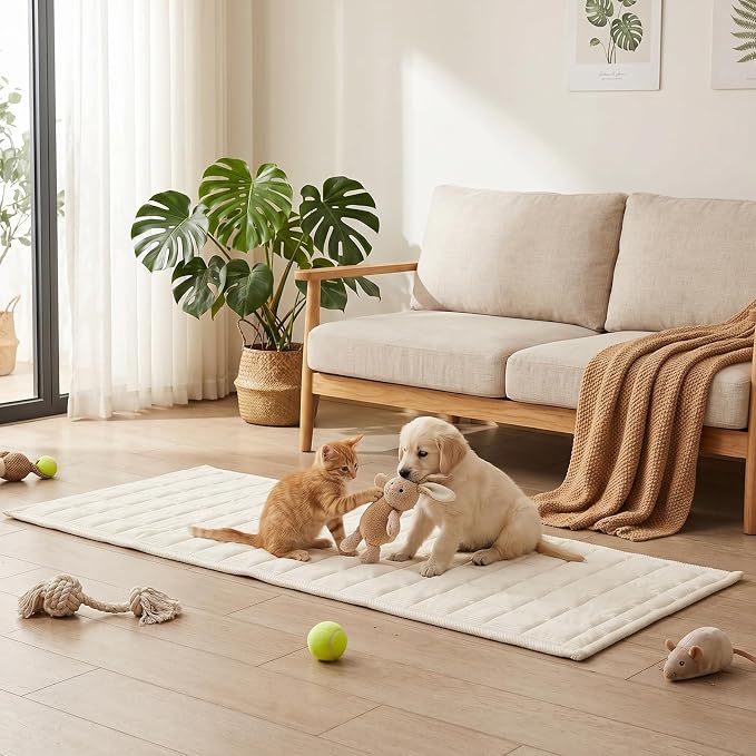 Fixwal Waterproof Corduroy Dog Couch Cover, 27.6" x 70.9", Off White | Integrated TPU Barrier, Non-Slip Backing, Machine Washable, Pet Friendly, Easy Clean Pet Hair, Soft Sofa Cushion Protector - Image 9