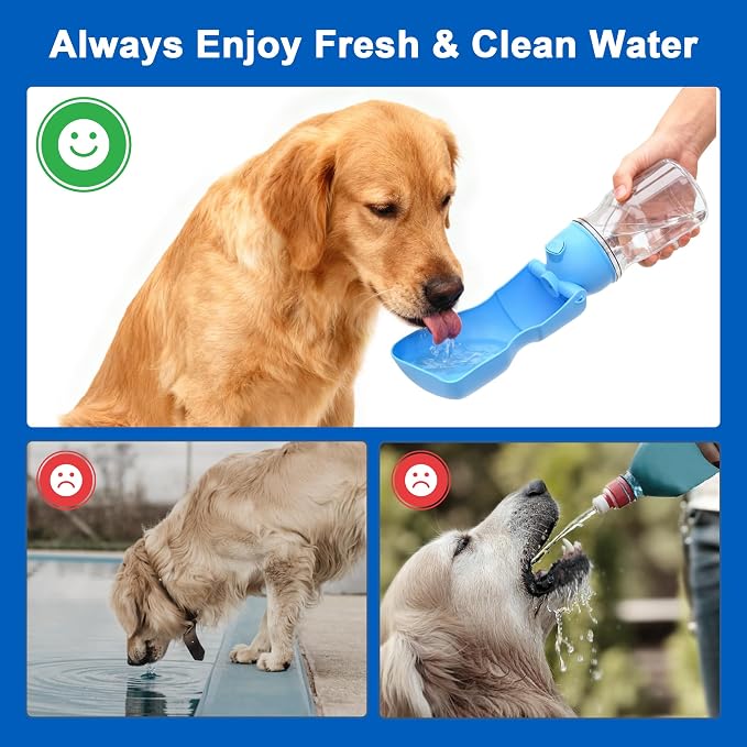 Amerisun Dog Water Bottle16.9 OZ Collapsible Leak-Proof Pet Water Bowl | Collapsible Water Bottle,Suitable for Dog, Cat, Puppy Guinea Pig Hamster & Bunny Ideal for Walking Hiking(A012B-blue) - Image 6