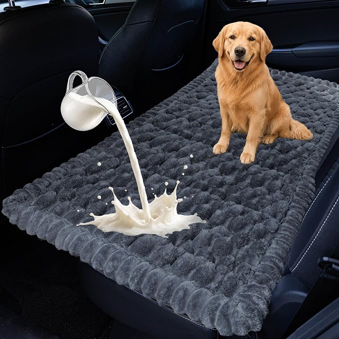 Dog Car Seat Waterproof Bed Cover Back Seat Grey 23.6”x51” | Nonslip Soft Comfortabl Pet Bed Mat Car Blanket for Travel Backseat Extender Seat Covers Dog Bed for Cars Trucks and SUVs by CoSofSLIP