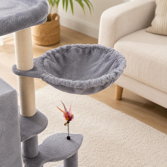 HUITREE 45in Cat Tree Tower with Big Condo for Indoor Cats,Cat Tower with Scratching Post,Scratching Board and Cat Toys,Multi-Level,Small Space,Transformer Cat Tree (336G) - Image 4
