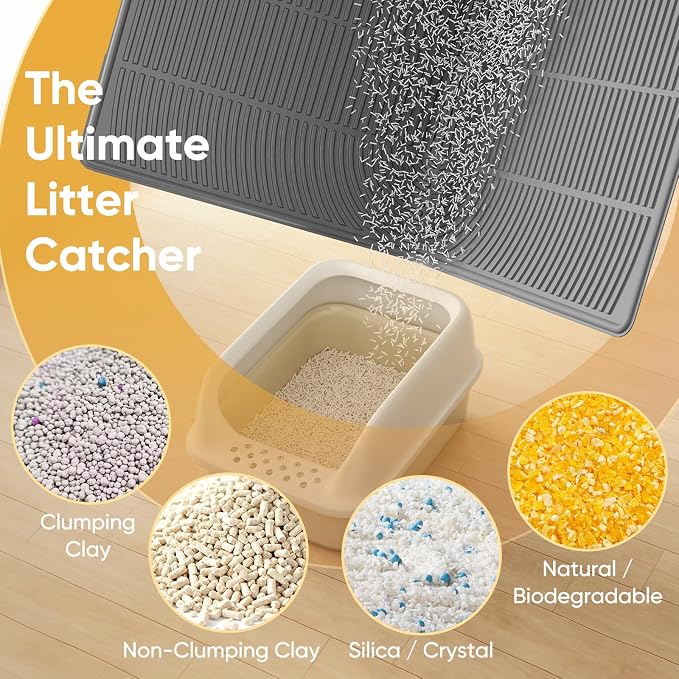 TRZZ XXL Cat Litter Mat, Large Silicone Waterproof Mat, Blue | Non-Slip, Easy to Clean, Cat Litter Trapping Mat, Kitty Litter Catcher, Scatter Control, for Floor - Image 8