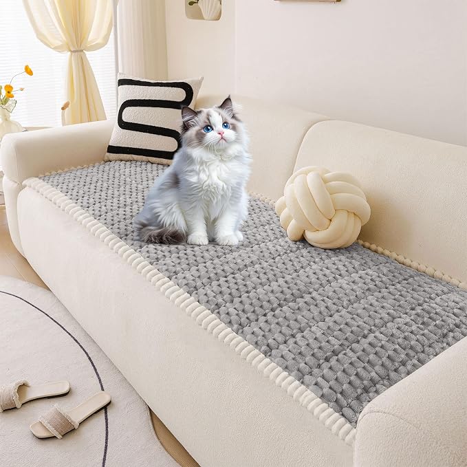 OTOB Couch Cover for Dogs Washable Non Slip Pet Couch Covers Sofa Protector | Light Gray, 27.6" x 59.1", Fuzzy Soft Plush, Pet Friendly, All Seasons, Breathable, Modern, Wear-Resistant, Loveseat Covers - Image 8
