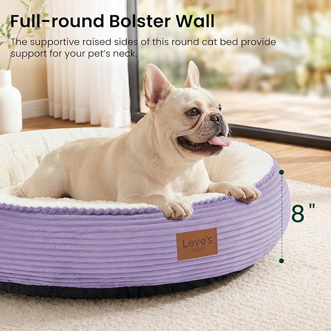Love's cabin Round Donut Cat and Dog Cushion Bed, 30in Pet Bed for Medium or Large Dogs, Anti-Slip & Water-Resistant Bottom, Soft Durable Fabric Pet Beds, Washable Calming Cat Bed, Violet - Image 6