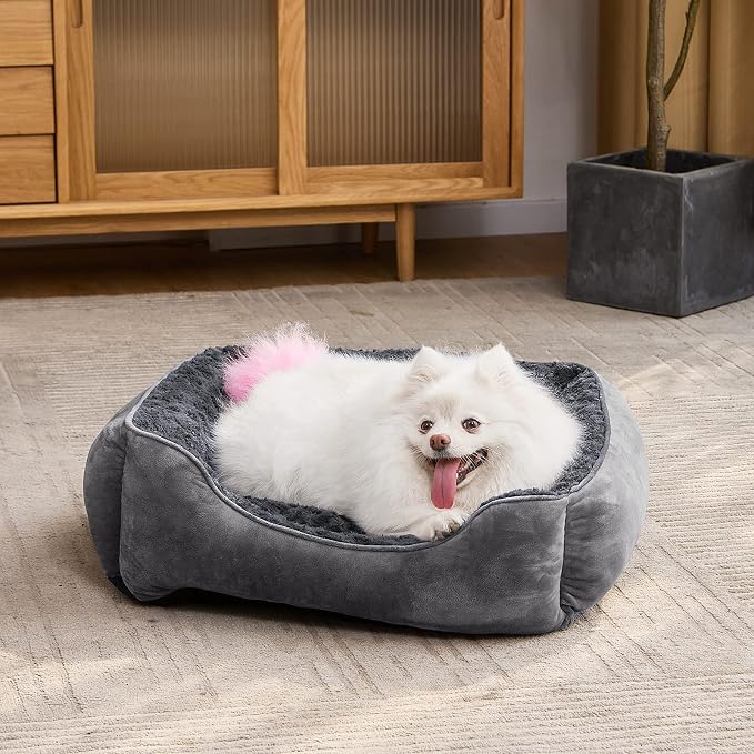 JOEJOY Rectangle Dog Bed for Large Medium Small Dogs - Washable Orthopedic Sofa Bed, Soft Breathable Puppy & Pet Cuddler, Durable Calming Dog Bed with Anti-Slip Bottom, Multiple Sizes, Dark Grey - Image 6