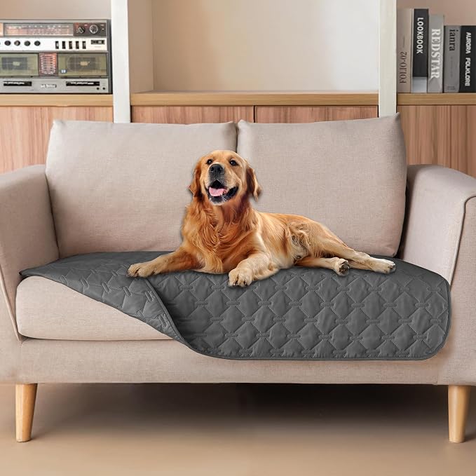 gogobunny 3X Stronger Waterproof Pet Blanket, Scratch Proof Furniture Protector for Dogs Cats, Reversible Cover 32x53 Inch, Dark Grey by gogobunny