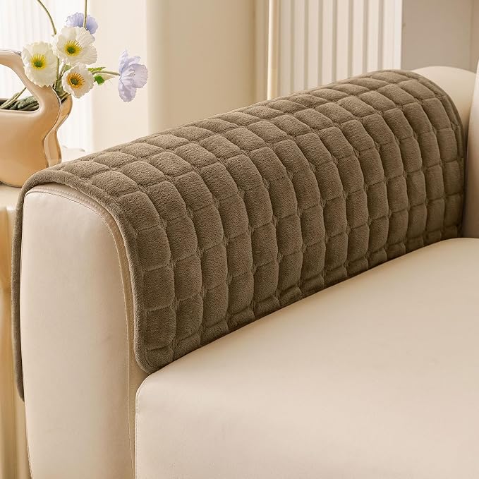 Smiry Velvet Couch Cover for Dogs, Non Slip Soft Sofa Protector for Pets | Washable Sofa Cover for Cats, Furniture Protector Against Pet Hair, Scratches, Fits Sectional Sofa(Mocha Brown, 27.6"x27.6") by Smiry