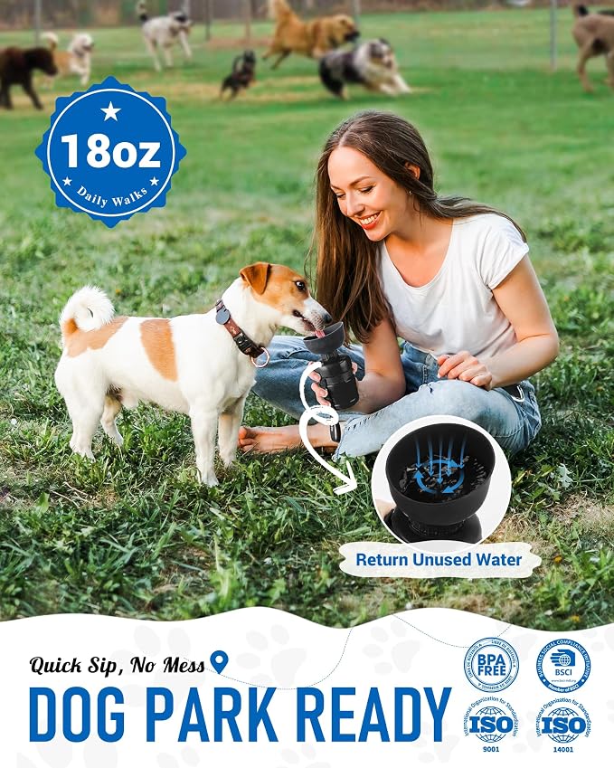 lesotc Dog Water Bottle, Portable Water Dispenser with Travel Water Bowl, Leak Proof Pet Travel Squeeze Bottle, Puppy Essentials Dog Stuff Accessories for Outdoor Walking, Hiking, Camping - Image 2