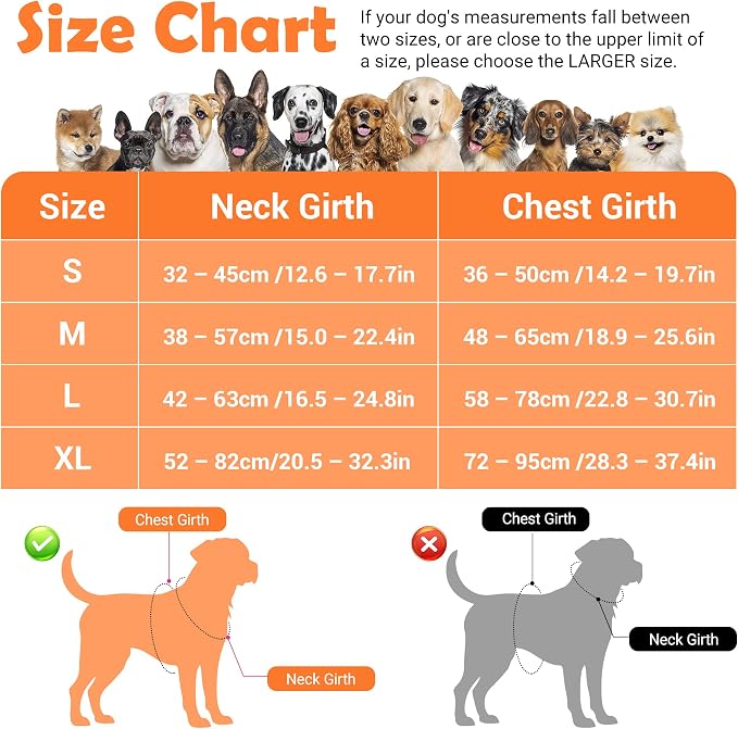Dog Harness No Pull, Adjustable Pet Vest Harness, Super Soft Material with Vertical Handle Easy Control, Reflective Night Walking, 2 Leash Clips for Medium Sized Dogs, Orange, M - Image 2