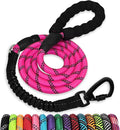 Rope Dog Leash 6 FT: Heavy Duty Leashes with Swivel Lockable Hook Reflective Threads Bungee and Padded Handle - Dog Lead for Large Small Medium Dogs Outside Walking Hiking Pink by jenico