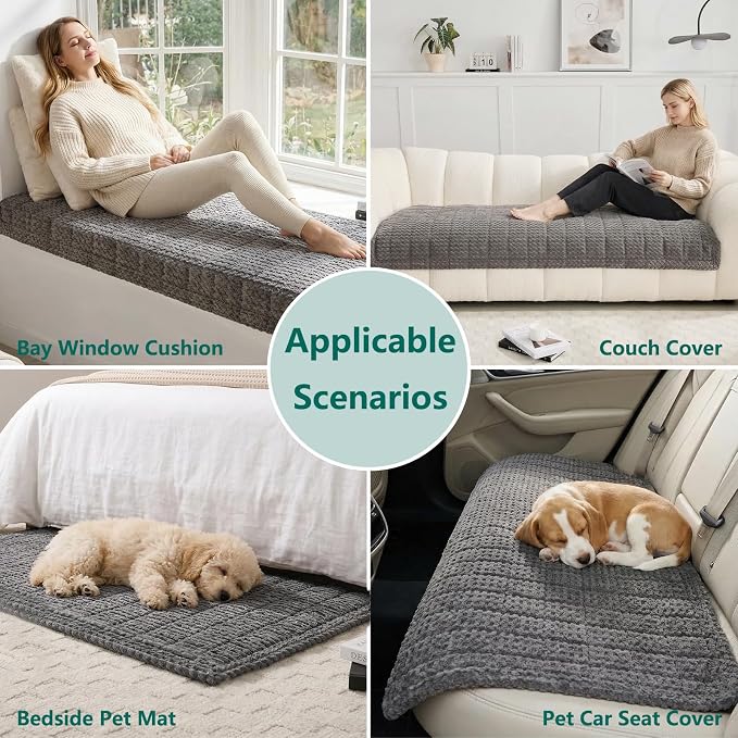 Waterproof Sofa Covers for Pets, Non Slip Fuzzy Couch Cover, Dog Furniture Bed Protector, Soft Plush Sofa Slipcover (Dark Grey, 29"x71") - Image 4