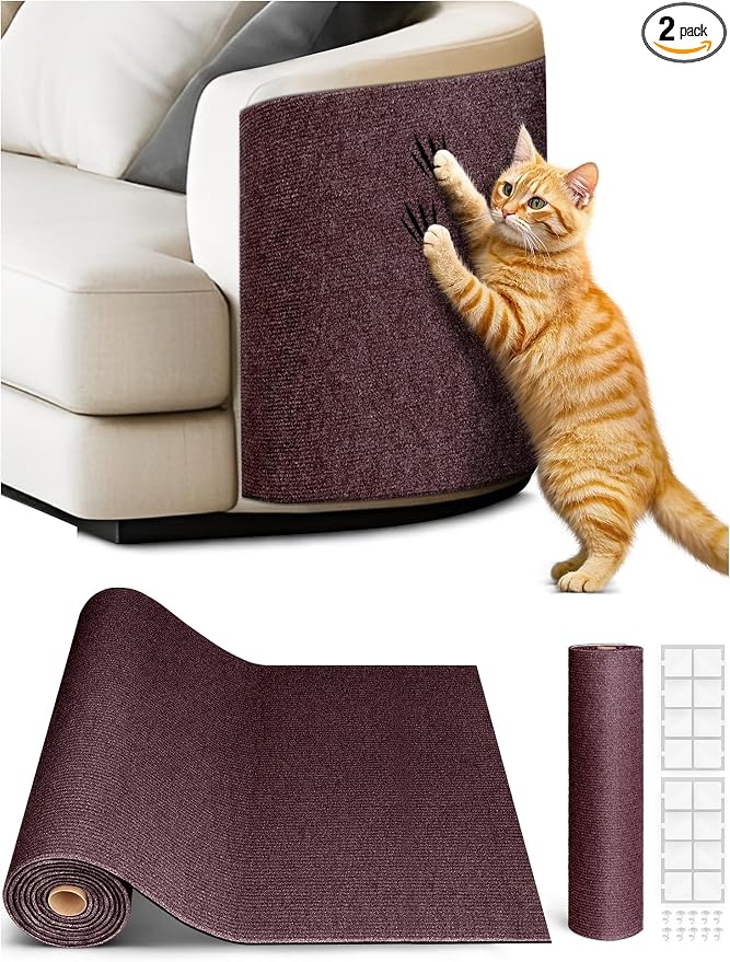 2PCS 39.4"x15.8" Cat Scratch Furniture Protector - Brown | Less claw damage, easier scratch-zone setup, worn post refresh, cleaner couch corners, softer look for cat homes by Minyii