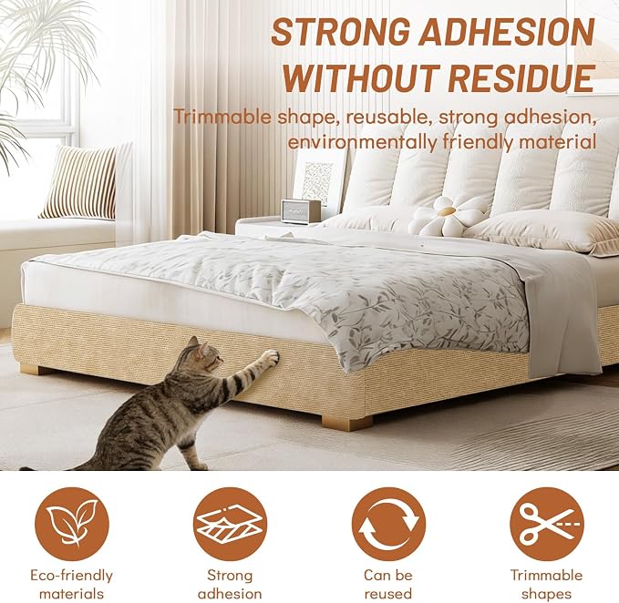 78.7" x 15.8" Cat Scratch Furniture Protector | Trimmable DIY Self-Adhesive Strong Adhesion, Won't Fall Off, Easy to Use, Leaves No Residue, for Couch, Sofa, Wall & Door - Image 6