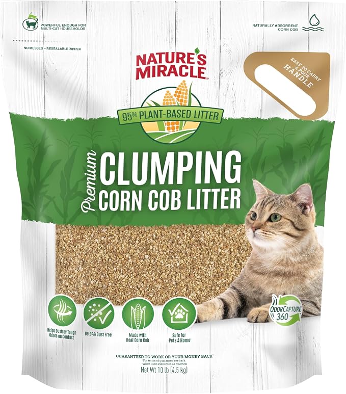 Nature’s Miracle Premium Clumping Corn Cob Litter, 10 Pounds, Made with Real Corn Cob for Fast-Clumping Litter for Multi-Cat Households (Pack of 2) - Image 10