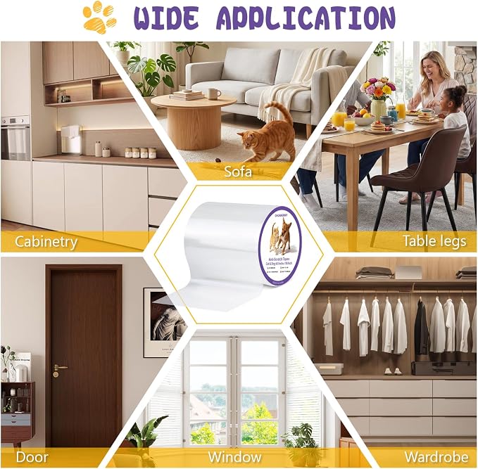 Door Protector Tape from Dog Scratching 4Inch x 118Inch | Dog Scratch Guard for Doors & Furniture –Transparent No-Residue Pet Scratch Protector - Image 6