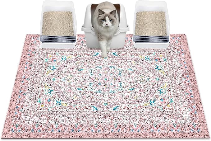 Glittme Cat Litter Mat, 40"x30" Non-Slip Washable Trapping Mat for Cats | Litter Trapping Mat With Thick PVC Coil To Catch Scatter, Soft On Paws And Waterproof Bottom To Protect Floors by Glittme
