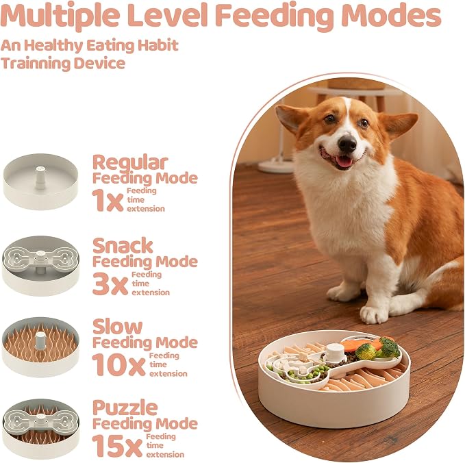 Puzzle Feeder Slow Feeder Dog Bowl for Large Dogs with Non-Slip Base - Adjustable Speed Design, Removable Puzzle Inserts & Dishwasher Safe, Pink - Image 6