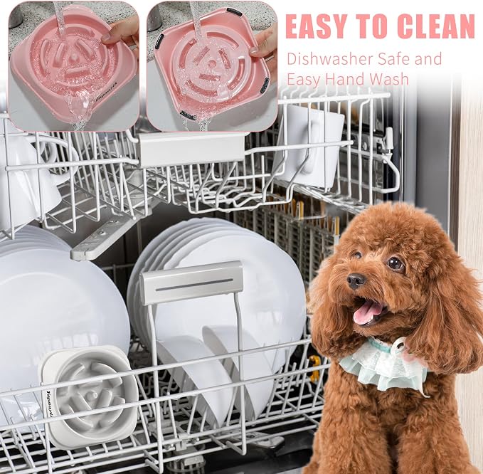 2 Pack Slow Feeder Dog Bowls for Small Dogs | Non-Slip Base, Anti-Choking Design, Reduces Bloating & Overeating, Easy to Clean, 1 Cup - Image 5