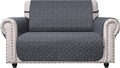 Ameritex Loveseat Cover Water-Resistant Quilted Furniture Protector with Back Nonslip Paws Slipcover for Dogs, Kids, Pets Loveseat Slipcover Stay in Place for Leather (Dark Grey, 46'') by Ameritex