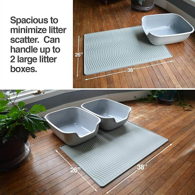 PetFusion ToughGrip Waterproof Cat Litter Matt with Inner Channels & Raised Outer Lip | XL | Premium Grade Silicone | Housebreaking Cat Supplies Needs - Image 7