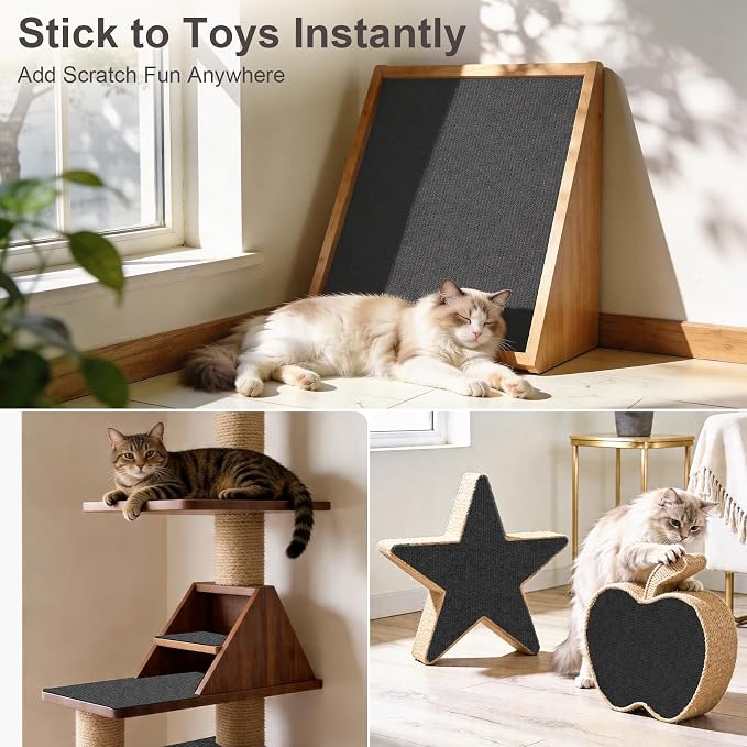 Small Cat Scratcher, 23.6x11.8 Cat Scratch Furniture Protector | Trimmable, No-Shedding Cat Scratch Pad with Self-Adhesive Backing for Climbing, Protects Walls and Couch, Dark Gray - Image 7