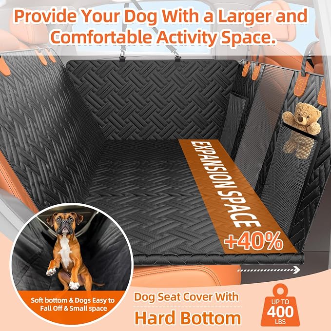 Back Seat Extender for Trucks,Hard Bottom Car Seat Cover for Dogs | Waterproof Hard Bottom Dog Car Seat Cover for Ford/GMC/Chevrolet/Toyota/RAM Crew Cab Trucks&Full-Size SUVs (XL-Black) - Image 3