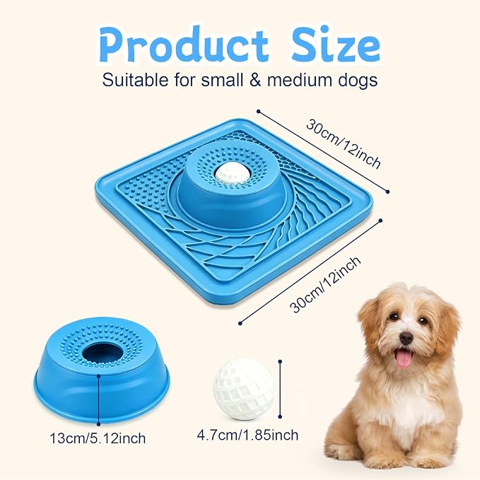 Slow Feeder Dog Bowl & Lick Mat,2-in-1 Dog Lick Bowl with Interactive Rolling Ball for Liquid and Thick Treats,Anti-Slip Dog Lick Bowl for Dogs & Cats - Image 7
