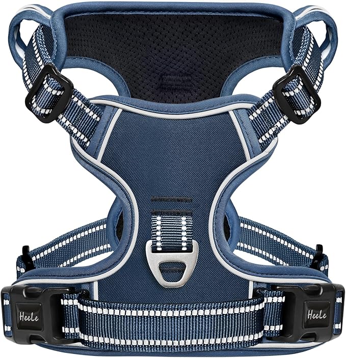 HEELE Dog Harness for Medium Dogs No Pull Dog Vest Harness with Soft Padded Handle Reflective for Outdoor Training, Royal Blue, M | Reflective Front Clip Vest with Control Handle, No Choke, Adjustable 2 Metal Rings for Outdoor Walking Training by HEELE