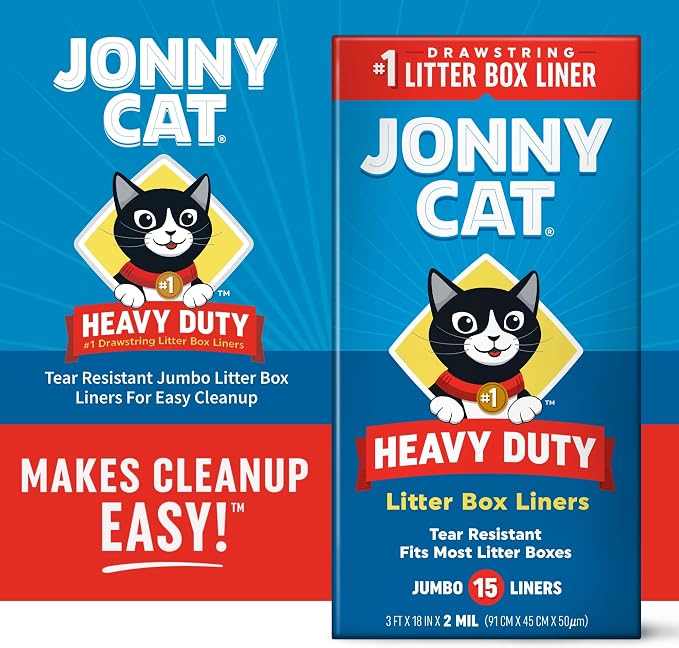 Jonny Cat Litter Box Liners: Heavy Duty - Tear & Leak Resistant - Drawstring Close - Jumbo, 1 Count (Pack of 30) - Image 2
