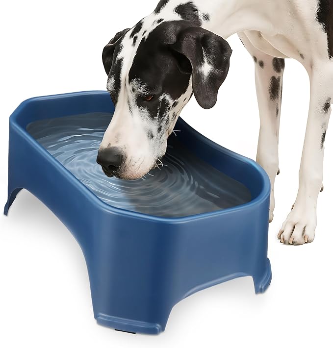 Neater Pet Brands Extra Large Water Bowl for Dogs, Outdoor Dog Water Bowl (2.25 Gallon XL Capacity), Big Trough Style Food Dish for Indoors or Outside, No Spill Large Dog Bowls, Dark Blue by NeaterPetBrands