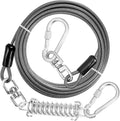 jenico Dog Tie Out Cable - 20 ft Heavy Duty Dog Lead for Yard | Outdoor Runner Cable with Swivel Hook and Shock Spring for Small Medium Large Dogs Up to 500 lbs Dog Tether for Yard Camping by jenico