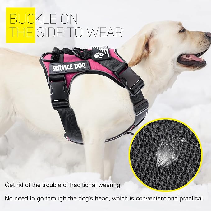 Service Dog Harness, Reflective Dog Vest Harness with 5 PCS Patches, Adjustable Soft Oxford Pet Harness, Inner Layer Mesh, Easy to Control for Small Medium Large Dogs… - Image 4