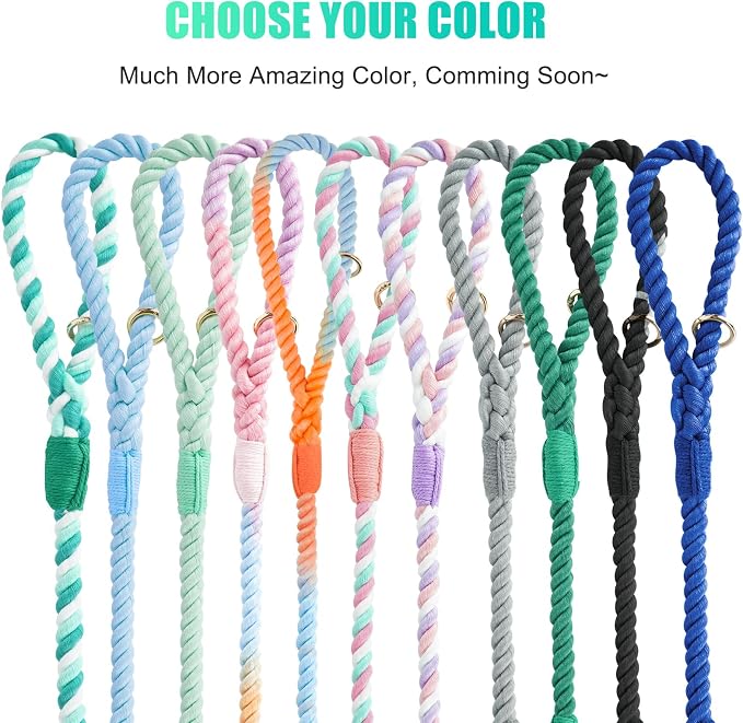 5 FT Handmade Rope Dog Leash for Small Medium and Large Dogs | Soft and Comfortable Grip, New Golden Heavy Duty Metal Clasp, Moss Green - Image 6