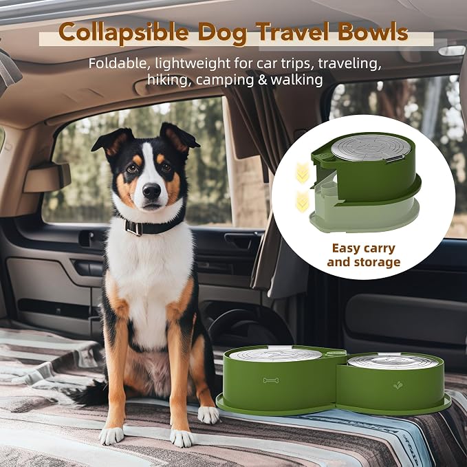 Newget 304 Stainless Steel Dog Bowl Set with Lids, 24oz Foldable Pet Dishes | Dual Food & Water Pet Bowl, Anti-Skid, Keeps Food Fresh, Easy to Install, for Small - Large Dogs/Cats - Indoor & Outdoor Use - Image 5
