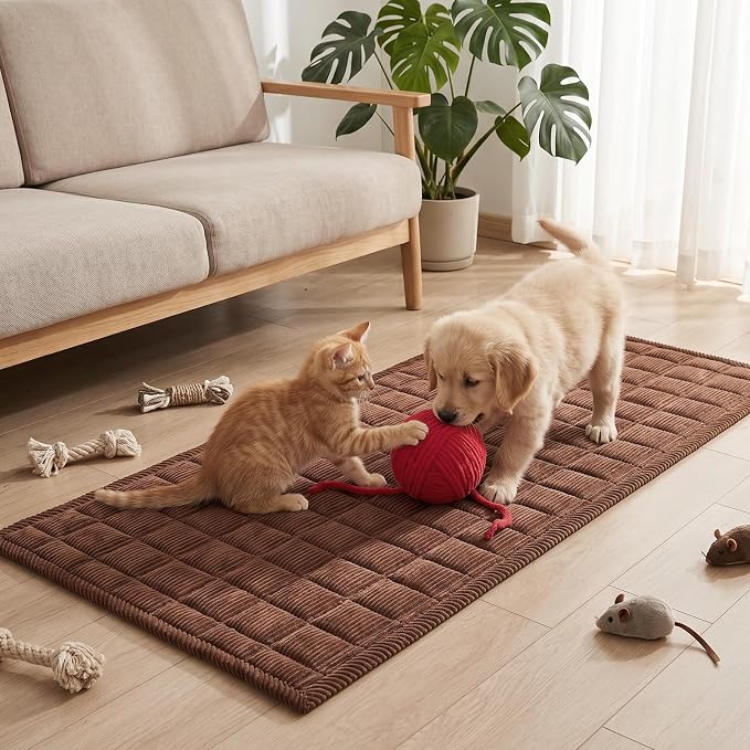 Fixwal Waterproof Corduroy Dog Couch Cover, 27.6" x 82.7", Dark Brown | Integrated TPU Barrier, Non-Slip Backing, Machine Washable, Pet Friendly, Easy Clean Pet Hair, Soft Sofa Cushion Protector - Image 9