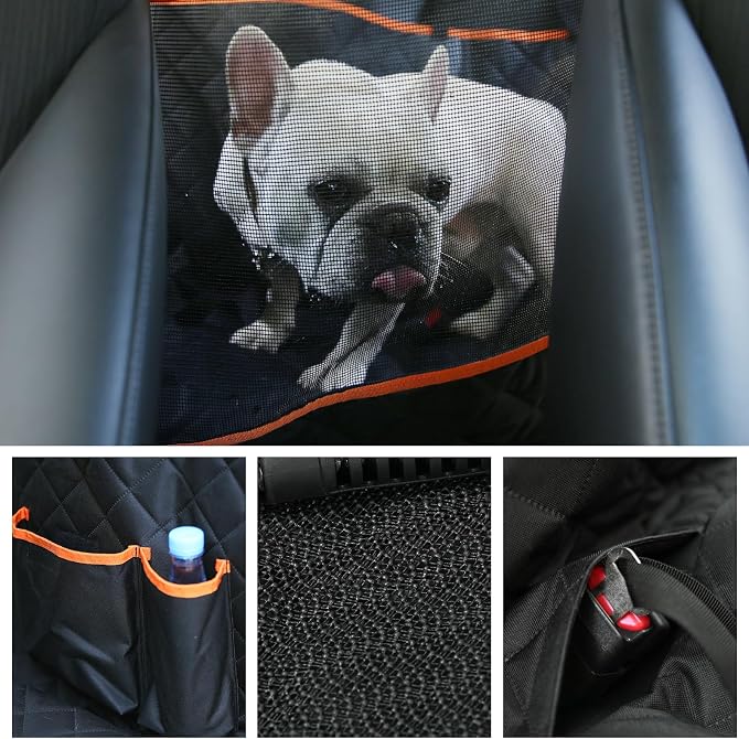 Amazon Basics Dog Car Seat Cover for Back Seat, Scratch-Resistant Nonslip Hammock with Side Flaps and Seatbelt Openings for Cars, SUVs, and Trucks, Black - Image 6