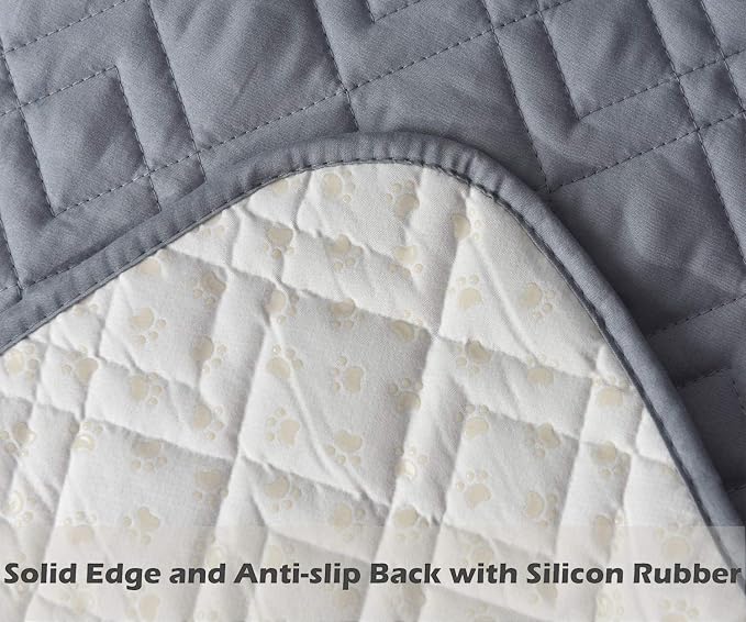 Ameritex Loveseat Cover Water-Resistant Quilted Furniture Protector with Back Nonslip Paws Slipcover for Dogs, Kids, Pets Loveseat Slipcover Stay in Place for Leather (46", Light Grey) - Image 4