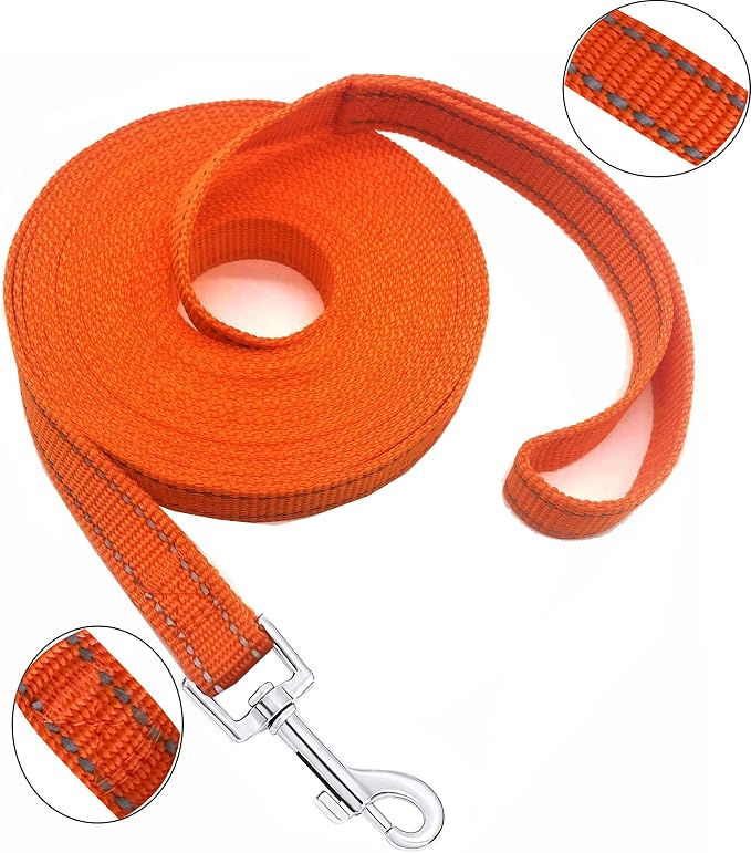 Nylon Training Dog Leash for Small Medium Dogs, 15ft 20ft 30ft 50ft 100ft Reflective Long Leash Dog/Puppy Lead for Obedience Recall Training, Camping - Image 2